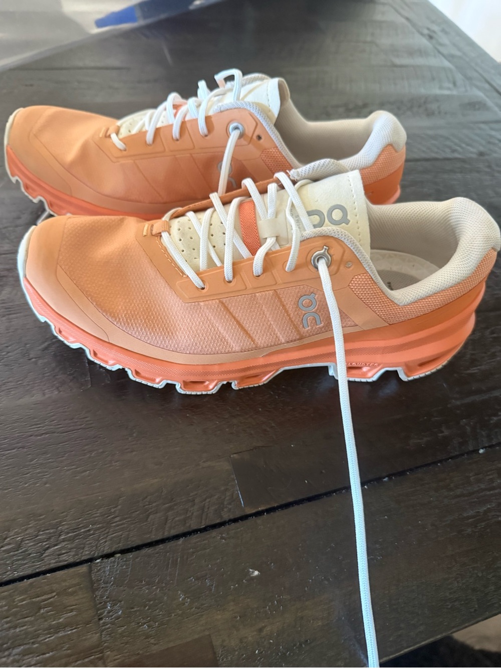 On Running Women's Running Shoes in Peach and White